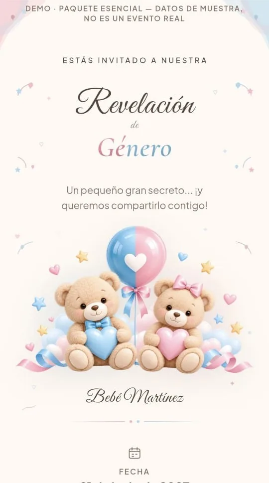 Demo invitación Esencial — revelación de género